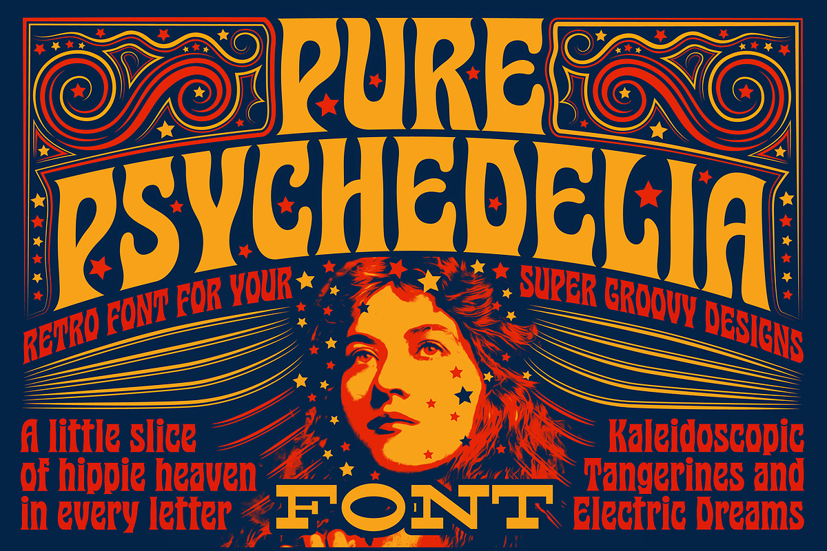 Pure Psychedelia Font, a Font by Mysterylab Designs (Photo 1 of 9)