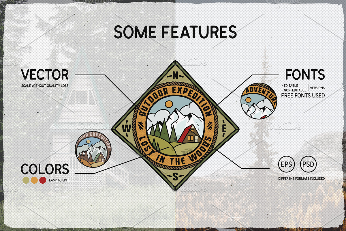 Retro Camp Adventure Badges Kit, a Branding & Logo Template by JeksonGraphics (Photo 6 of 12)