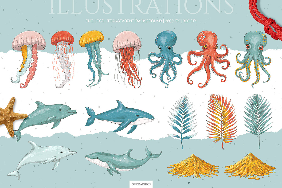 Deep Blue Illustrations #2, an Animal Illustration by GVGraphics (Photo 6 of 12)