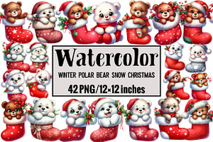 Winter Polar Bear Snow Christmas, an Illustration by Design Market