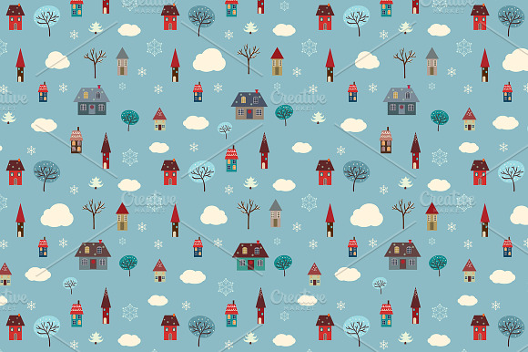 Winter Houses (Seamless Pattern)
