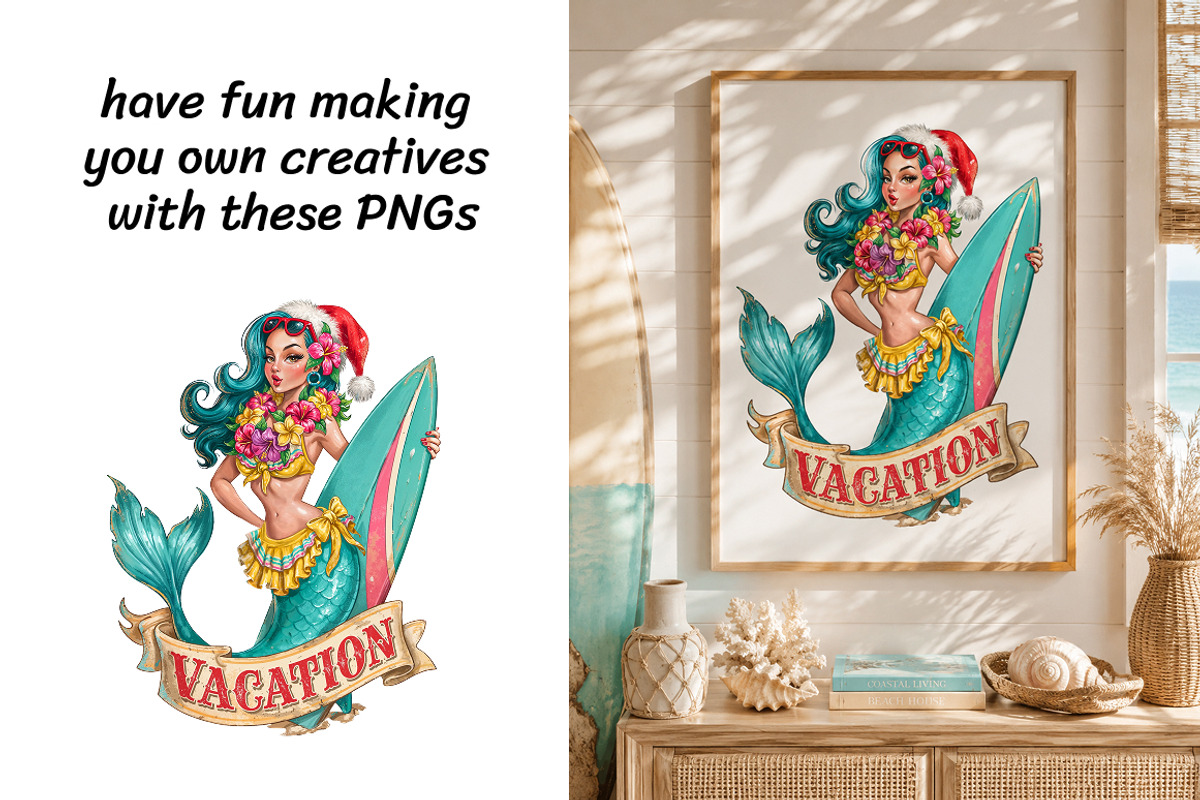 Tropical Christmas Clipart - 17 PNG, a Seasonal Illustration by InkyQueenArt (Photo 5 of 8)