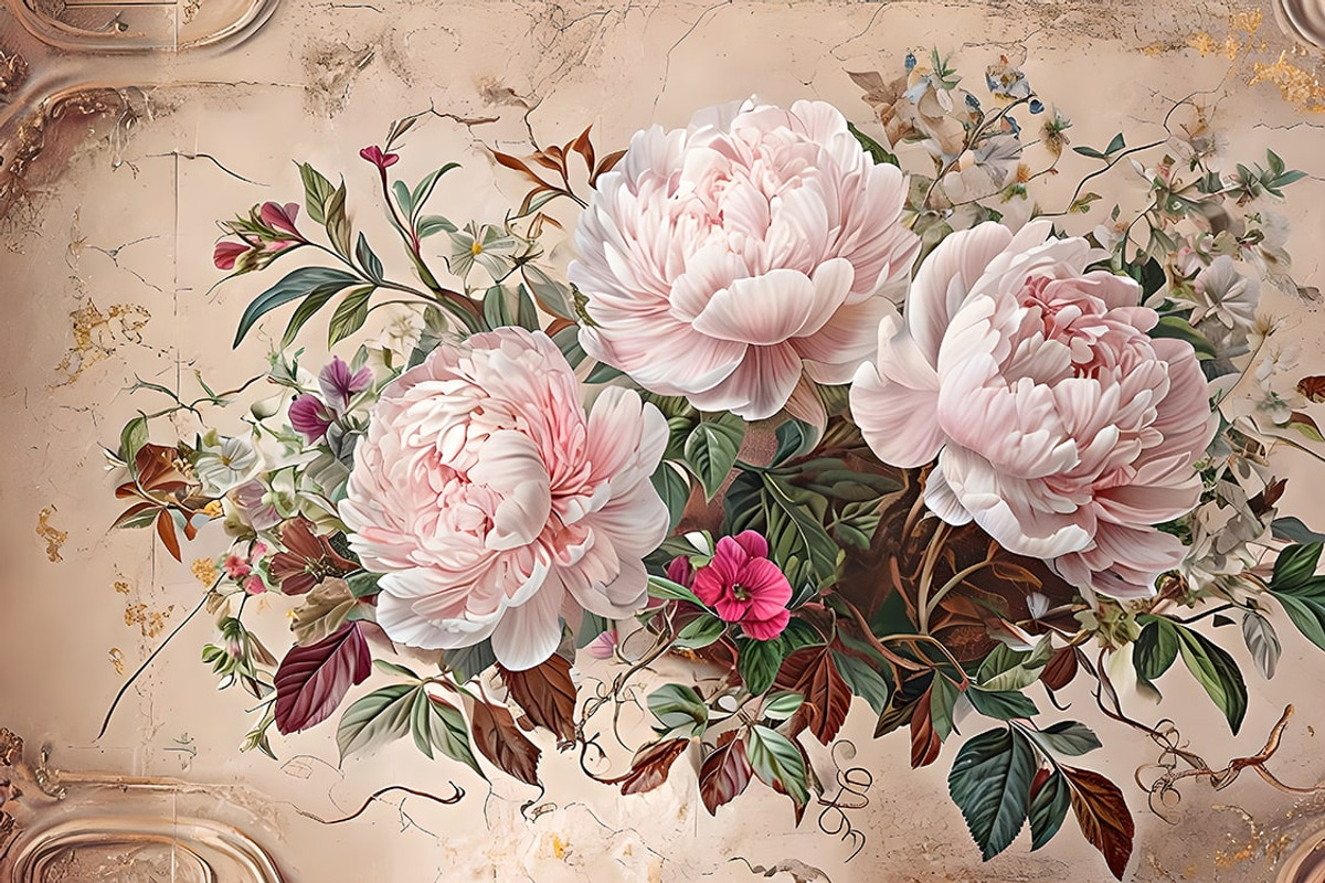 Vintage Peonies Art | Antique Wall, an Illustration by Liubovi Samoilova SHOP
