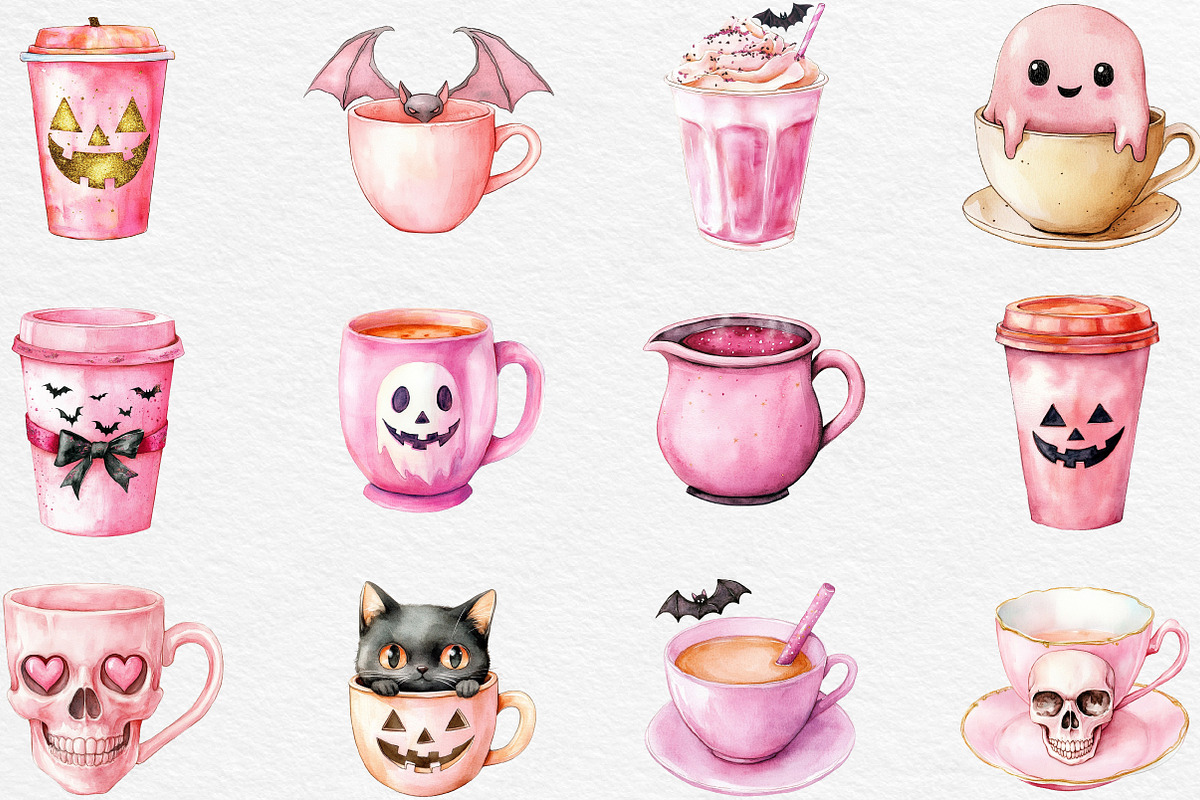 Pink Halloween Coffee Sublimation, an Illustration by Black Bird Studio (Photo 5 of 6)