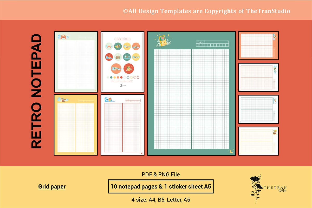 Retro Notepad | Digital Product, a Stationery Template by The Tran Studio (Photo 1 of 4)