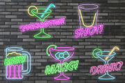 9 Alcohol Glass Neon Light Set, an Icon by Ewing Design Co. (Thumbnail 2 of 4)