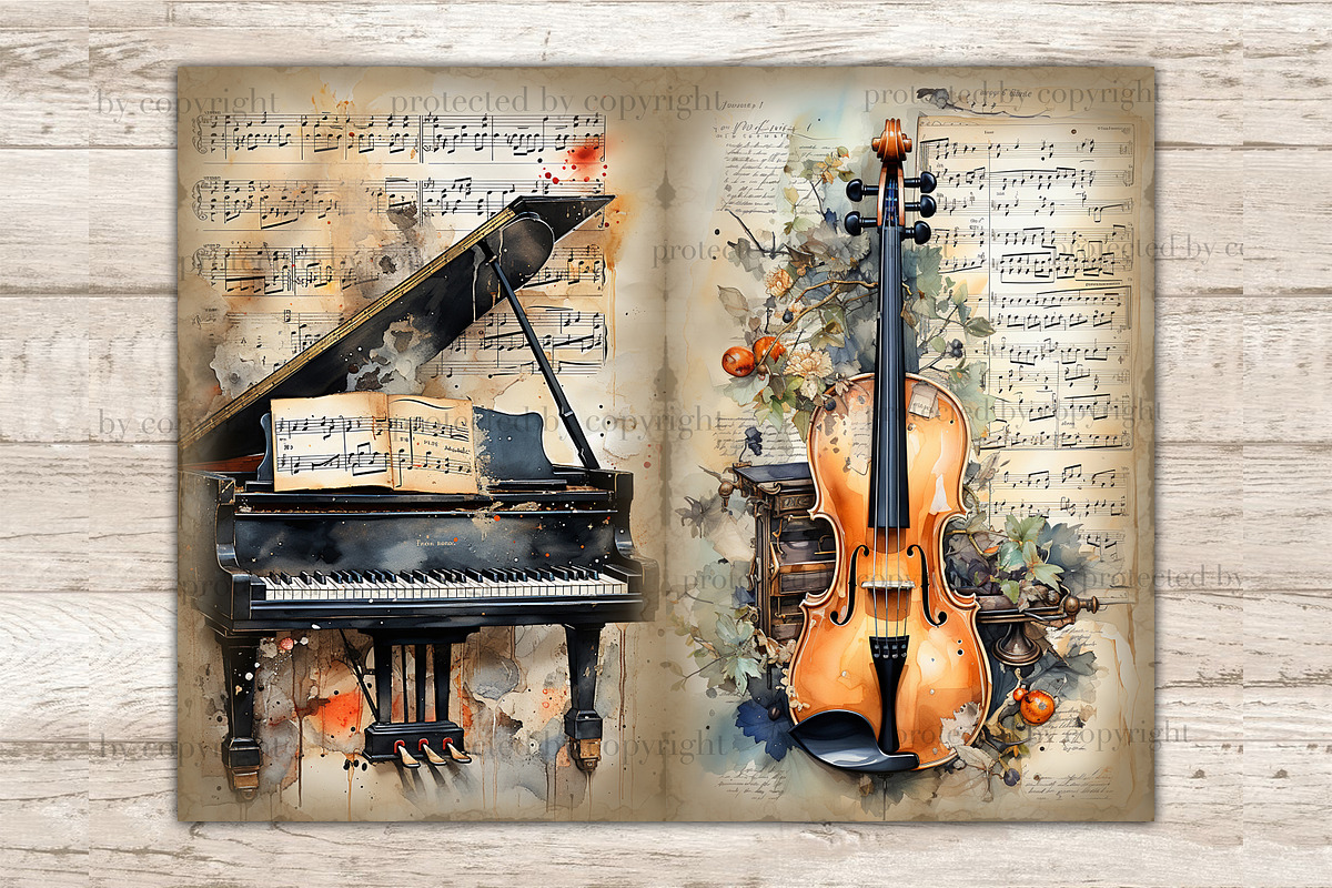 Musical Instruments Printable Paper, an Object Illustration by GlamArtZhanna (Photo 8 of 9)