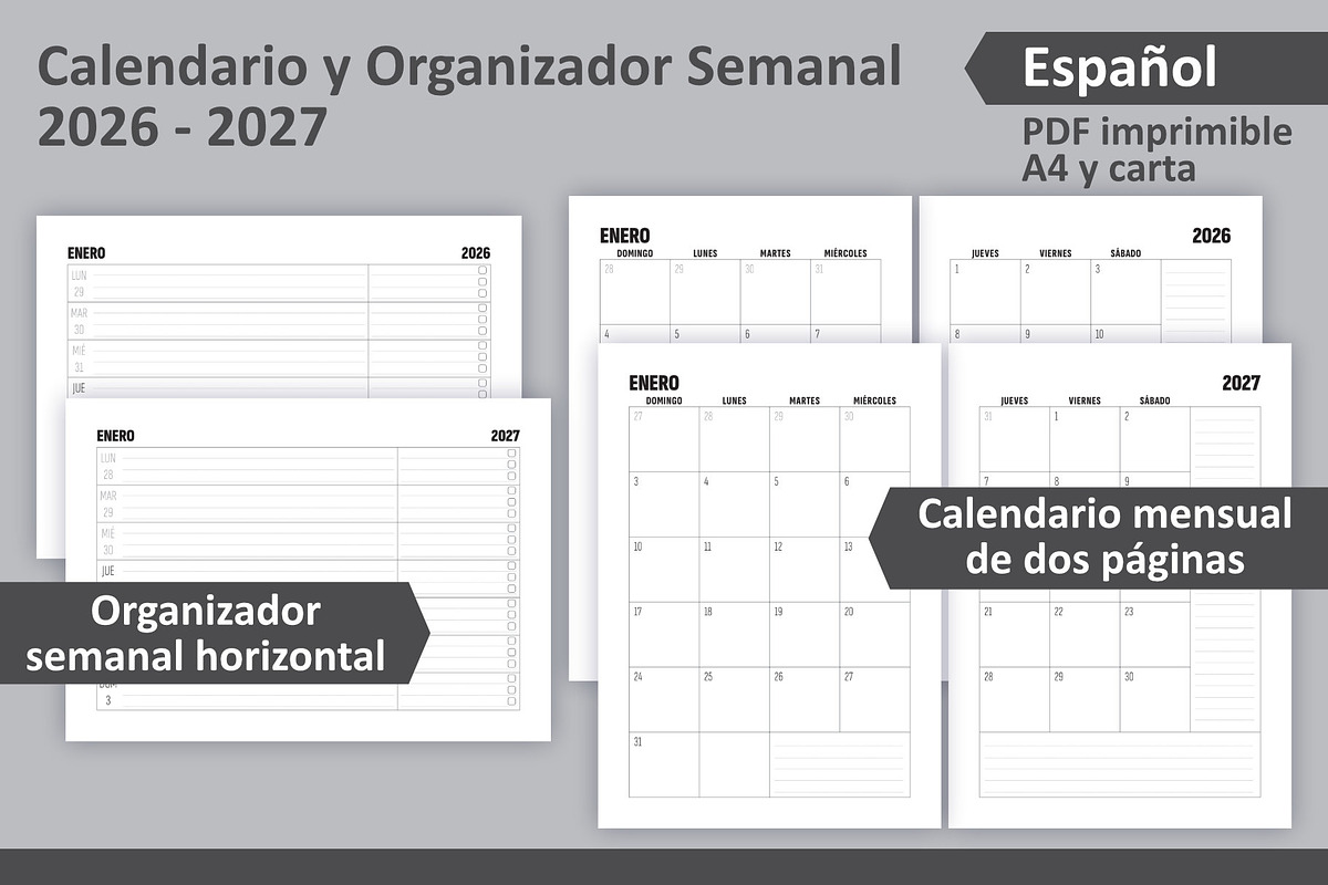 Calendario y Organizador 2026-2027., a Stationery Template by Padrinan (Photo 3 of 4)