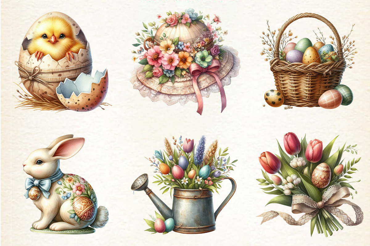 Vintage Easter Clipart, a Seasonal Illustration by DreamArtGraphic (Photo 3 of 4)