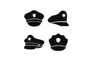 Police caps with emblem silhouette, an Object Illustration by skripnikbb