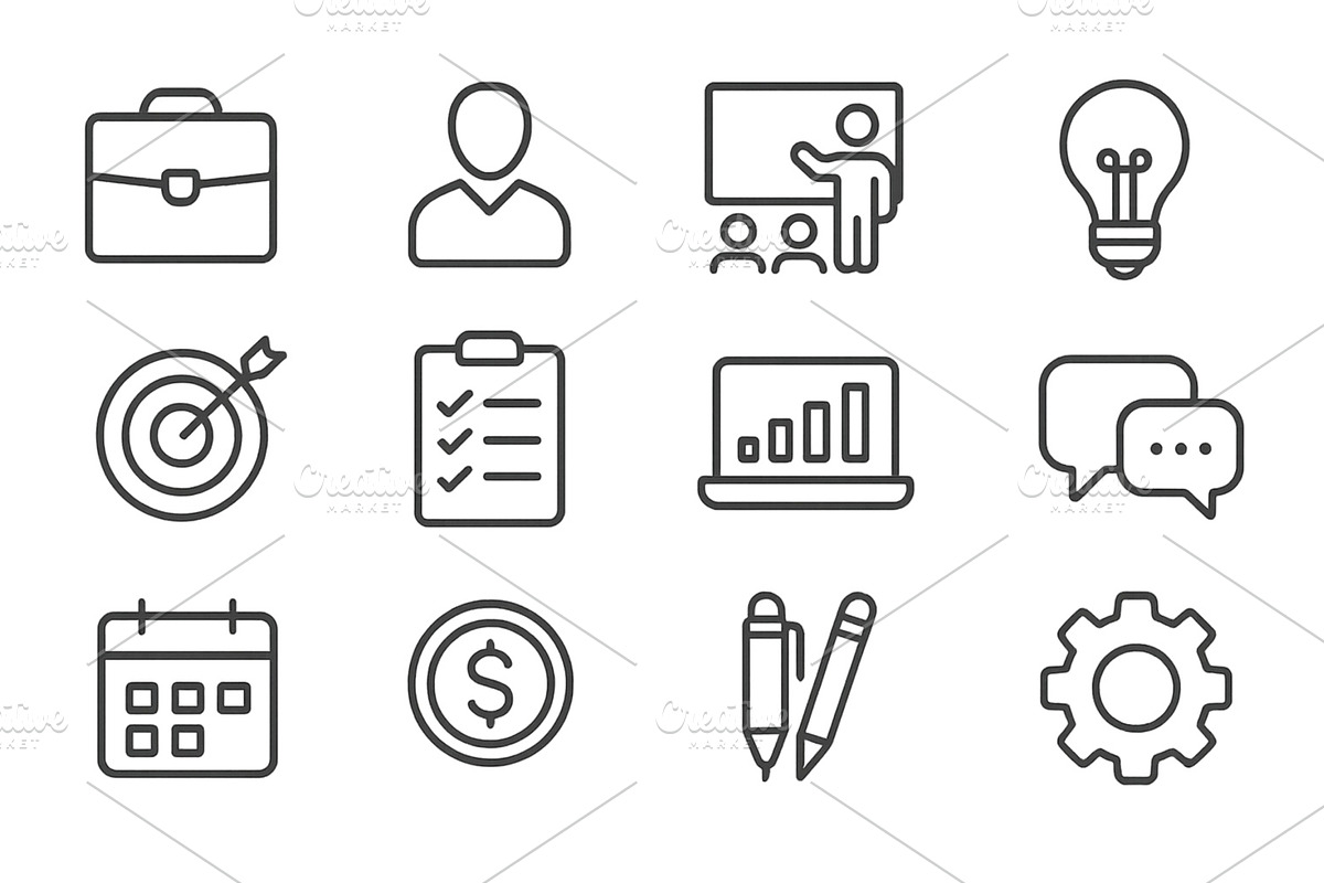 Icons representing business concepts, a Person Illustration by ZinetroN