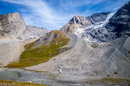 Long lake and Grande Casse Alpine glacier in French alps, a Nature Photo by GoodGoods