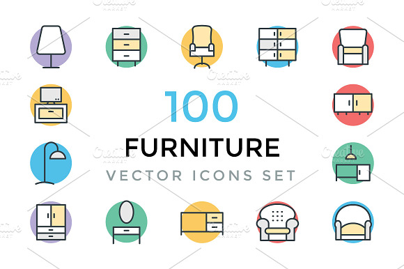 100 Furniture Vector Icons