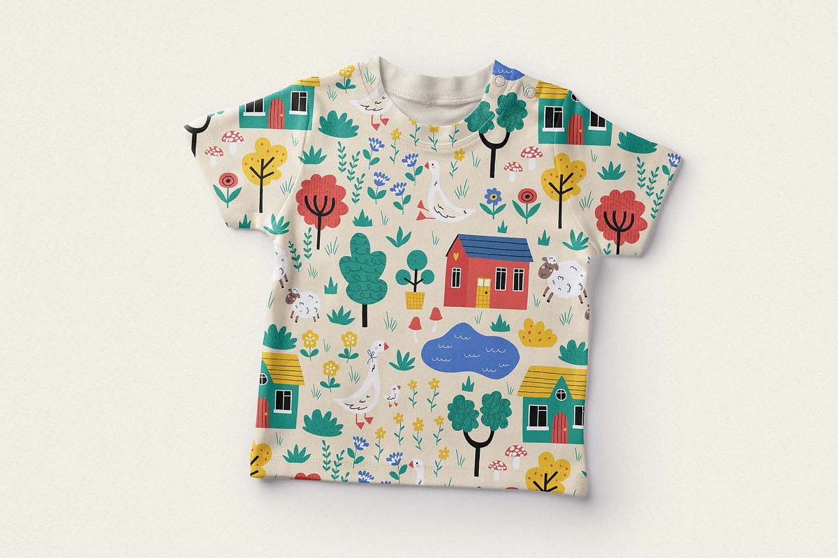 Cute Village Farm Seamless Pattern, a Pattern Graphic by Irina Ostapenko (Photo 3 of 5)