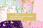 Butterflies and Flowers Gold Glitter, an Illustration by Mia's Graphic Design (Thumbnail 11 of 11)