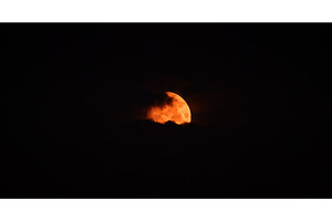 Full orange moon Moonrise in Dark, a Nature Photo by Our Amazing World