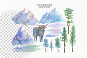 Watercolor Mountains Clipart, an Animal Illustration by OllyKo Art (Thumbnail 2 of 9)