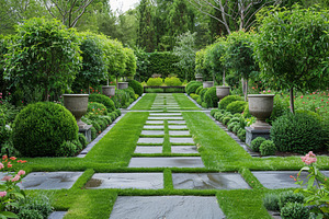 A well-kept garden featuring symmetr, a Photo by Iftikhar Alam
