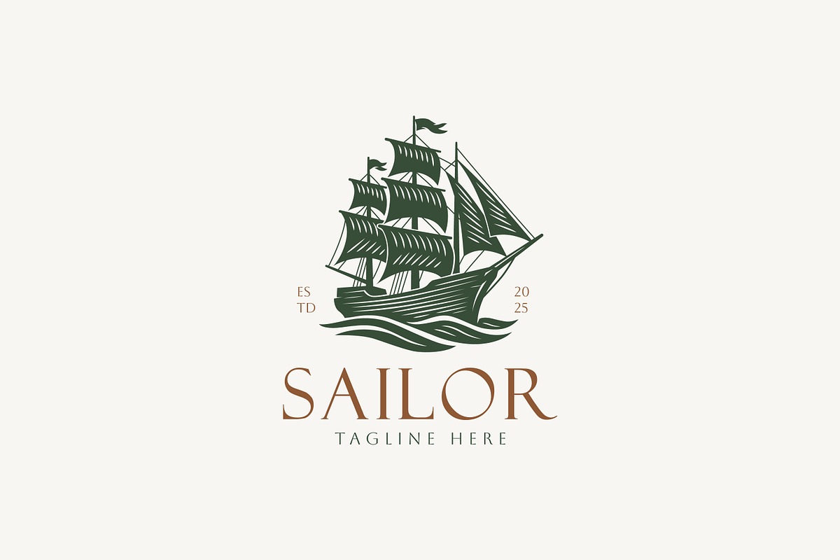 Nautical Logo Ship Sailboat Ocean, a Branding & Logo Template by Signatoro (Photo 1 of 4)