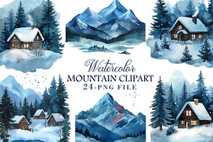 Watercolor Mountain Clipart, an Illustration by Libby Wishes