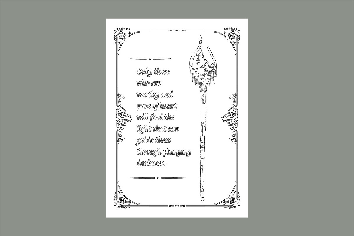 5 Fantasy Staff Colouring Pages NOAI, a Decorative Illustration by Forest Lily (Photo 5 of 5)