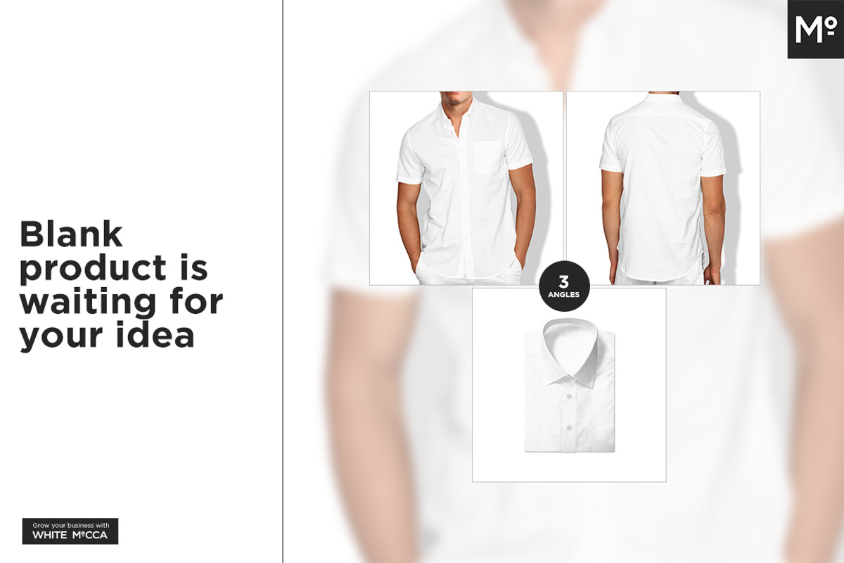 Short Sleeves Dress Shirt Mock-up, a Household Mockup by Mocca Mockups Store (Photo 3 of 9)