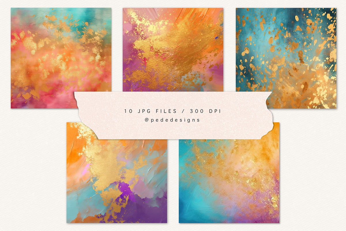 Colorful & Gold Textures, a Texture Graphic by PeDe Designs