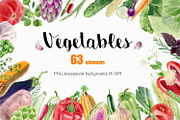 Watercolor vegetables and herbs, an Illustration by Elegantia (Thumbnail 1 of 7)