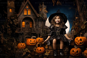 Halloween Moon Digital Backdrop