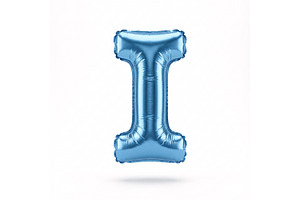 Blue Metallic Letter I Foil Balloon