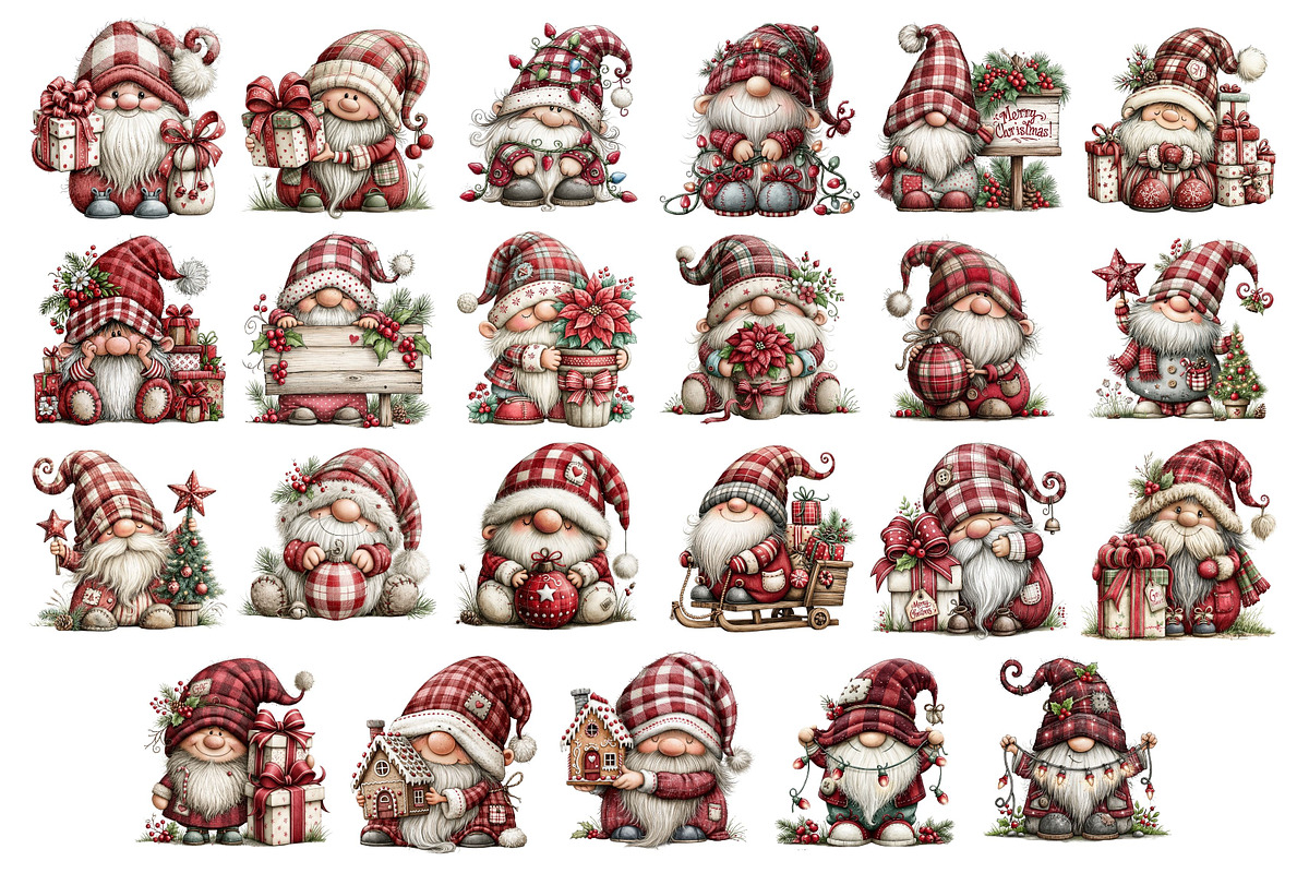 Whimsical Christmas Gnomes Clipart, a Seasonal Illustration by Nicolle's Colorful Art (Photo 4 of 4)