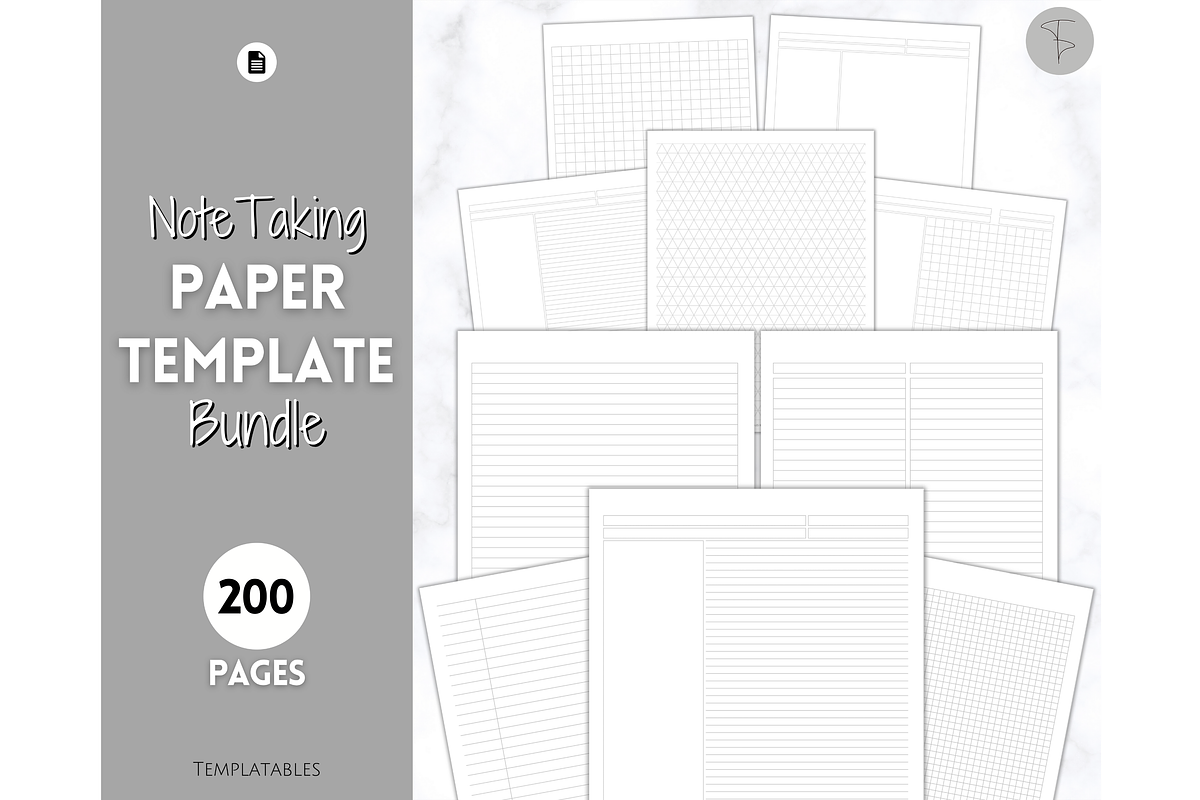 Note Taking Printable Paper Template, a Stationery Template by Templatables (Photo 1 of 10)