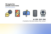 50 Communication Icons, an Outline Icon by Side Project (Thumbnail 1 of 9)