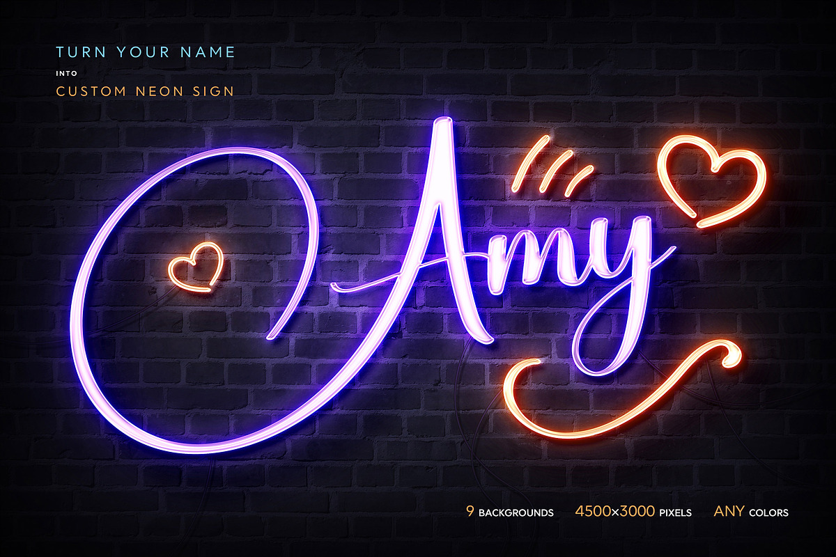 Neon Names Photoshop Templates, a Layer Style Add-On by Andrew Skoch Design (Photo 5 of 7)