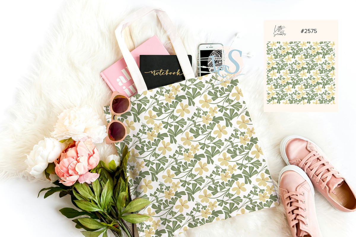 Vines Yellow Floral Seamless Pattern, a Pattern Graphic by Little Creative Scribbles (Photo 6 of 7)