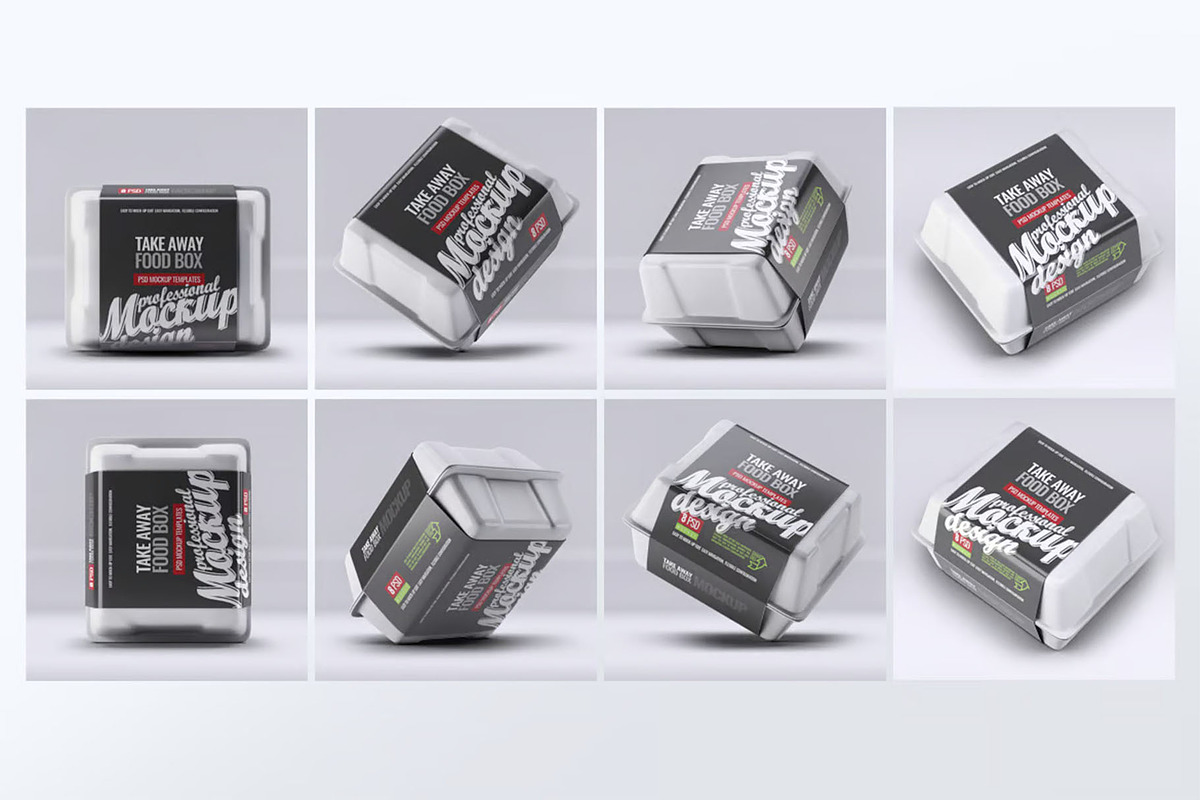 Take Away Food Box Mock-Up, a Packaging Mockup by DesignRushMarket (Photo 1 of 8)