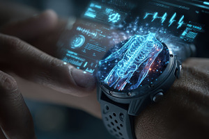 Smartwatch displaying human body sca, a Photo by Pixeness Studio