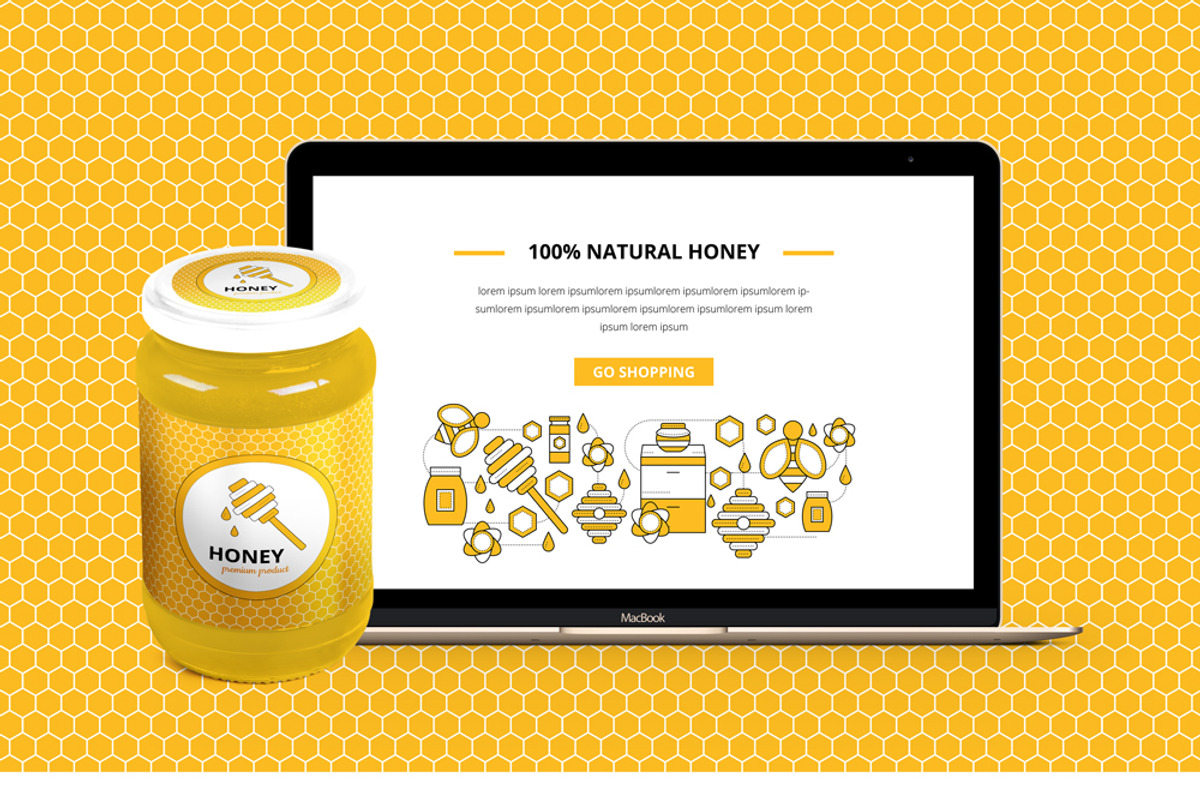 Set for branding honey, apiary, a Food Illustration by flatart (Photo 1 of 6)