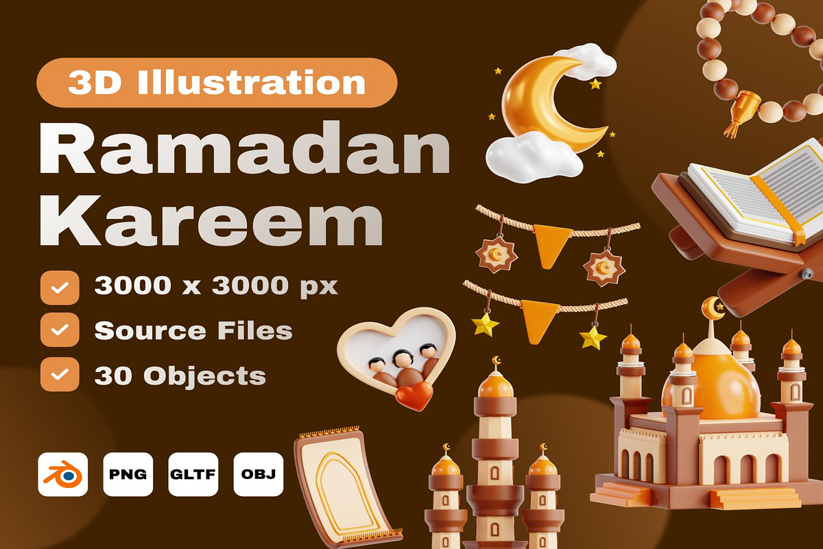 Ramadan Kareem 3D Icon Set, an Object 3D Model by Creative Perspective (Photo 1 of 5)