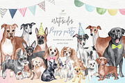 Dogs portrait clipart set, an Animal Illustration by Colibri Watercolor (Thumbnail 1 of 6)