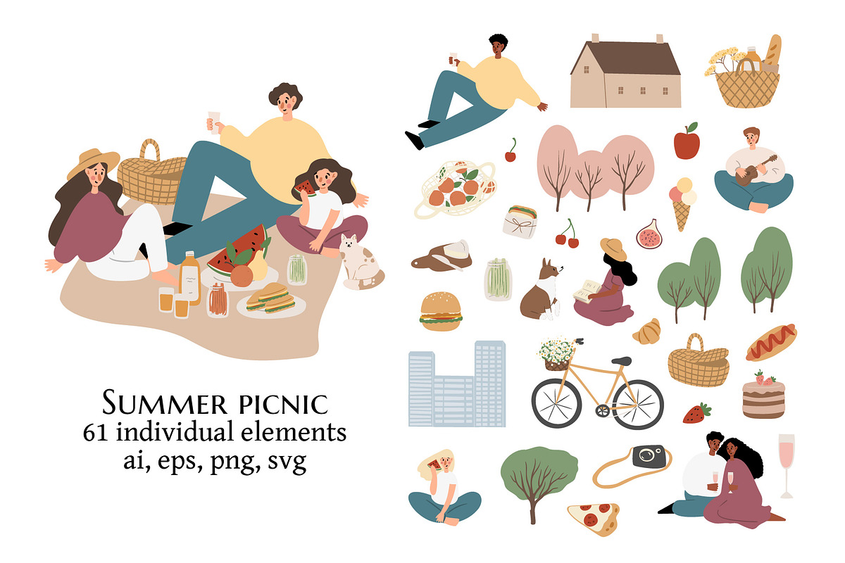 Summer picnic set | svg png ai eps, an Object Graphic by LyubovZaytseva (Photo 1 of 9)