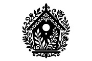 Floral Birdhouse Silhouette Bundle, an Object Graphic by hafijul (Thumbnail 3 of 4)
