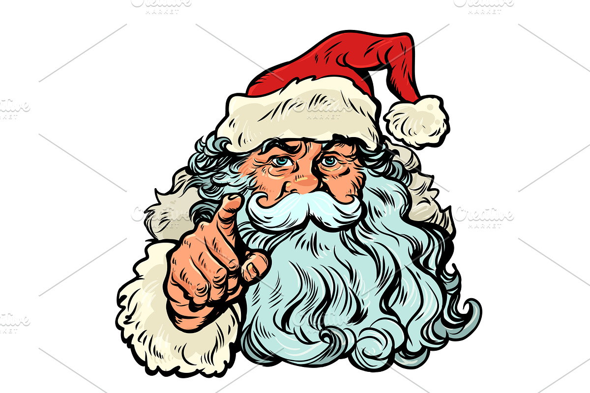 Pop Art Retro Santa Claus points, an Illustration by studiostoks