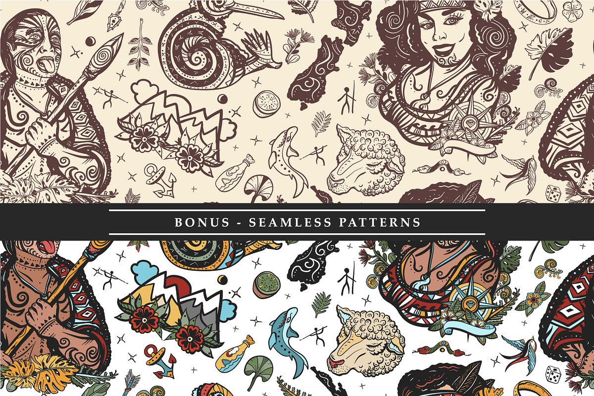 New Zealand old school tattoo, a Background Graphic by intueri (Photo 5 of 7)