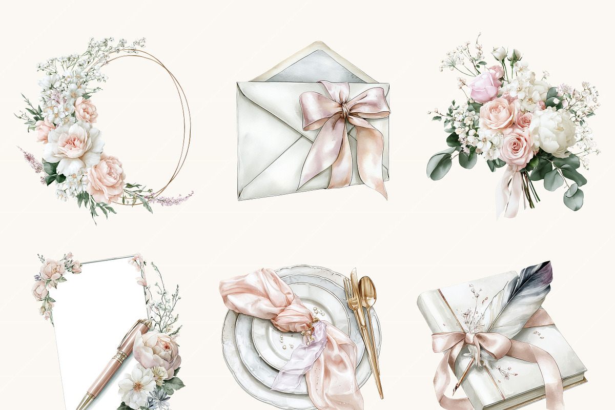 Watercolor Wedding Clipart Bundle, a Person Illustration by BusyDaydesign (Photo 6 of 9)