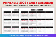 2026 Yearly landscape Calendar Canva, a Stationery Template by Mustafiz (Thumbnail 1 of 4)
