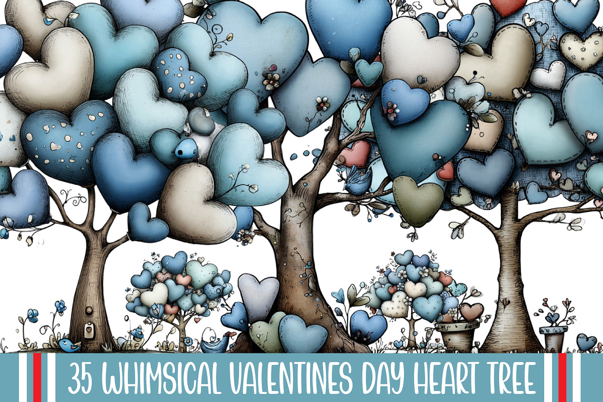 Whimsical Valentines Day Heart Tree, an Illustration by designcity5 (Photo 1 of 5)