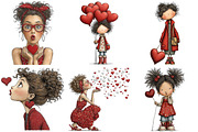 Quirky Valentine Girl Clipart, an Illustration by Craft Nest (Thumbnail 3 of 10)