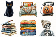 Watercolor Cozy Halloween Clipart, an Illustration by OK Design (Thumbnail 5 of 5)