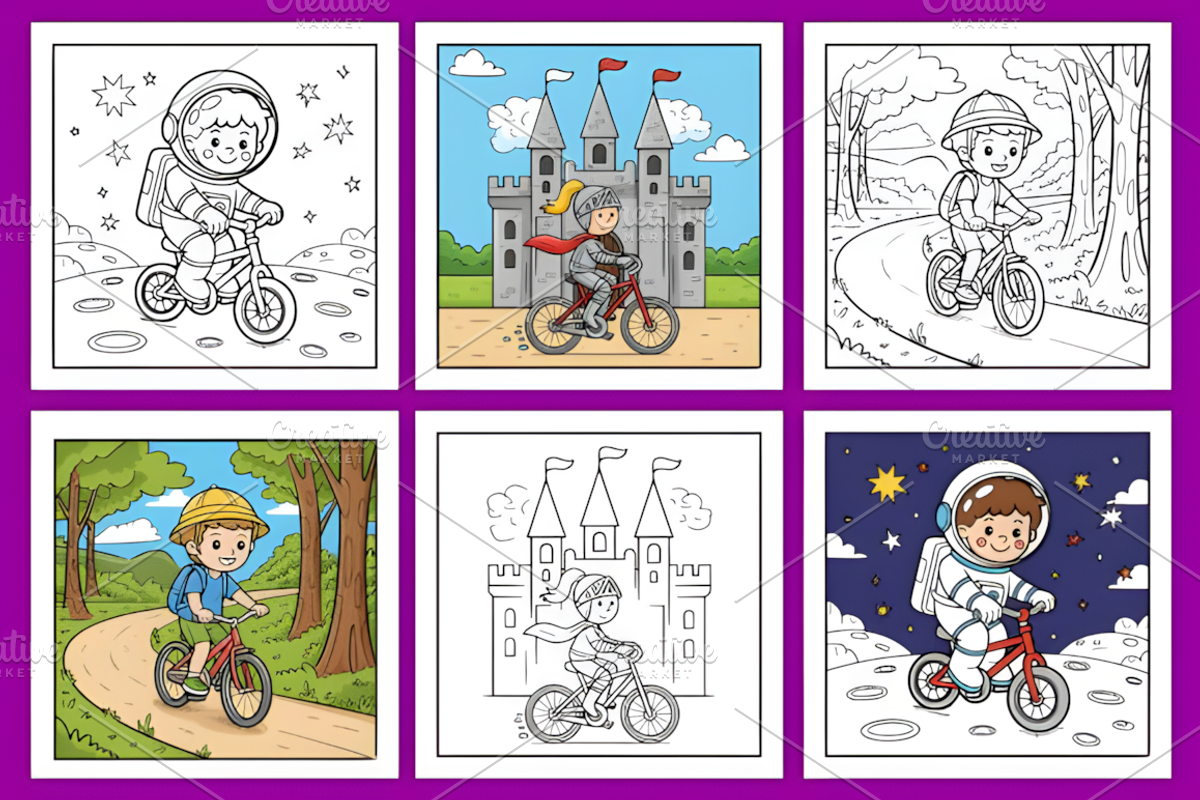 Little Riders Coloring Pages for Kid, a Decorative Illustration by Design Station (Photo 3 of 4)